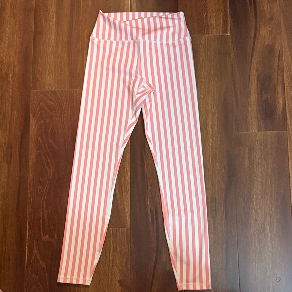 ❄️END OF SEASON SALE❄️ Spiritual Gangster Pink and White Striped Leggings Size S